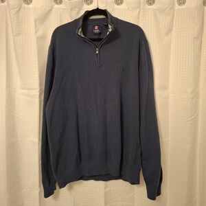 Chaps Men's Slate Blue Textured Quarter-Zip Sweater
